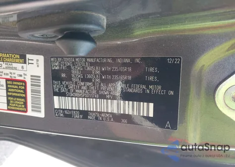2023 Toyota Highlander Xle z USA, uszkodzony, nr VIN 5TDKDRBH5PS011748